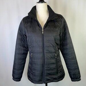ZeroXposur Black Puffer Jacket Quilted Funnel Neck Flannel Lined Size S